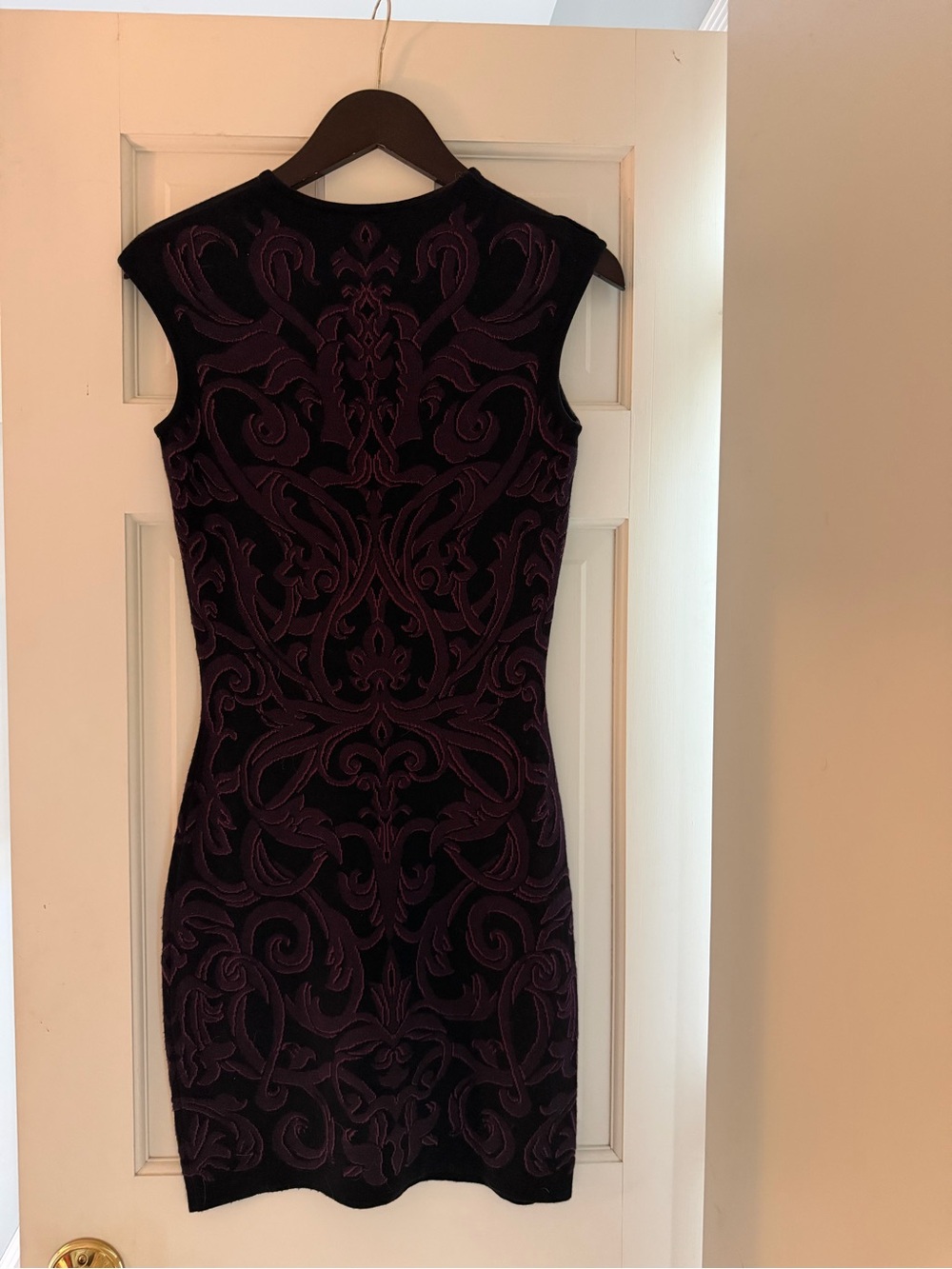 Early Alexander McQueen Baroque Jacquard Knit Dress Black Plum Size Small - Picture 2 of 6
